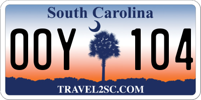 SC license plate OOY104