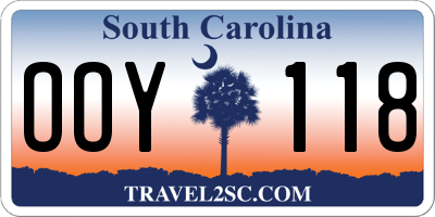 SC license plate OOY118