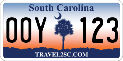 SC license plate OOY123