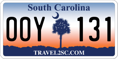 SC license plate OOY131