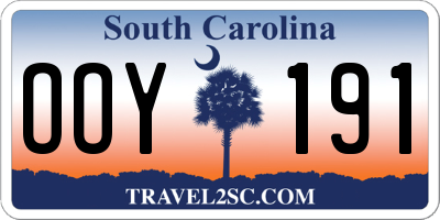 SC license plate OOY191