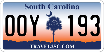 SC license plate OOY193