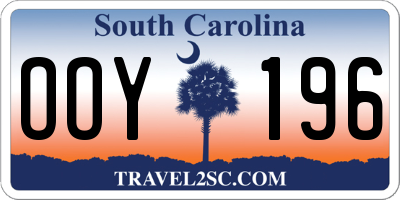 SC license plate OOY196