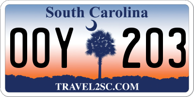 SC license plate OOY203