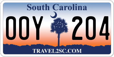 SC license plate OOY204