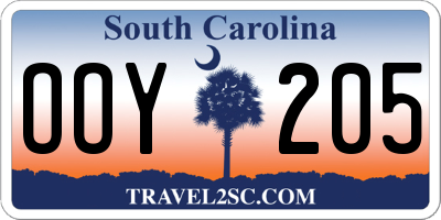 SC license plate OOY205