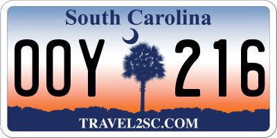 SC license plate OOY216