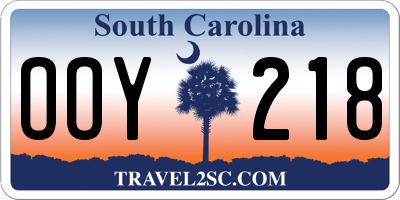 SC license plate OOY218