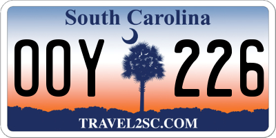SC license plate OOY226