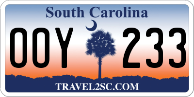 SC license plate OOY233