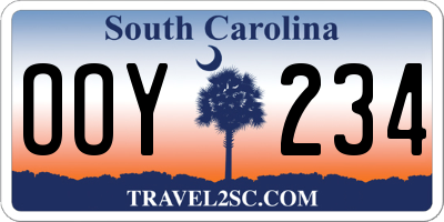 SC license plate OOY234