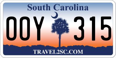 SC license plate OOY315