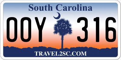 SC license plate OOY316
