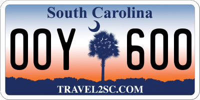 SC license plate OOY600