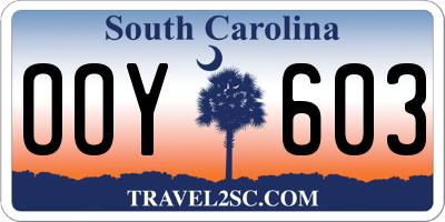 SC license plate OOY603
