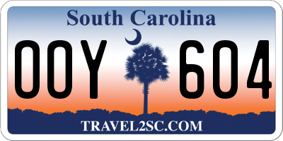 SC license plate OOY604