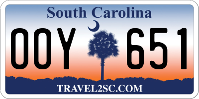 SC license plate OOY651