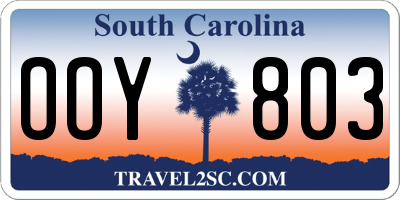 SC license plate OOY803