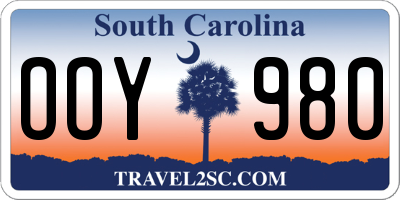 SC license plate OOY980