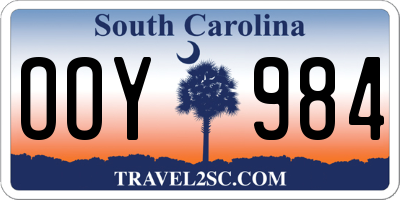 SC license plate OOY984
