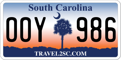 SC license plate OOY986