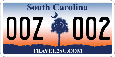SC license plate OOZ002