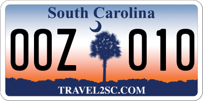 SC license plate OOZ010