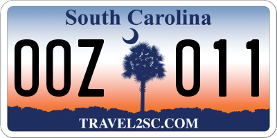 SC license plate OOZ011