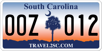 SC license plate OOZ012