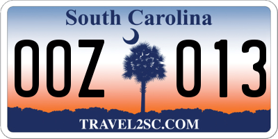 SC license plate OOZ013