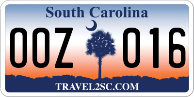 SC license plate OOZ016