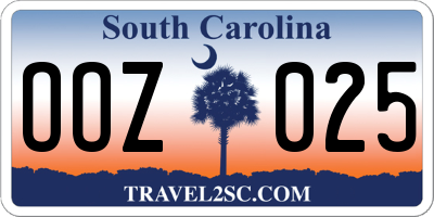 SC license plate OOZ025