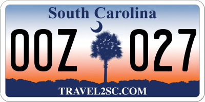 SC license plate OOZ027