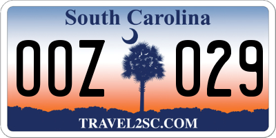 SC license plate OOZ029