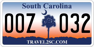 SC license plate OOZ032