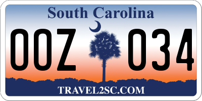 SC license plate OOZ034