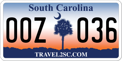 SC license plate OOZ036