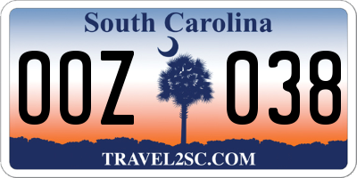 SC license plate OOZ038