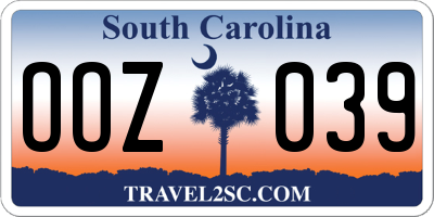 SC license plate OOZ039