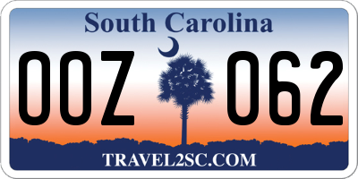 SC license plate OOZ062