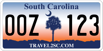 SC license plate OOZ123