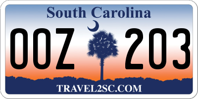 SC license plate OOZ203