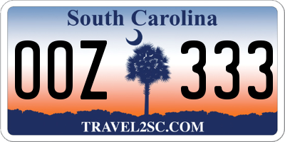 SC license plate OOZ333