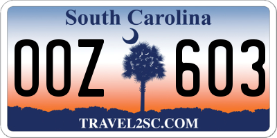 SC license plate OOZ603