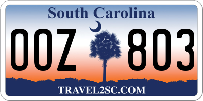SC license plate OOZ803