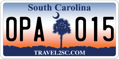 SC license plate OPA015
