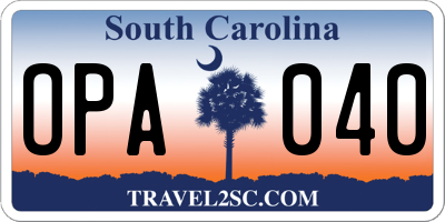 SC license plate OPA040
