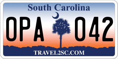 SC license plate OPA042