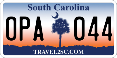 SC license plate OPA044