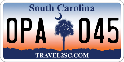 SC license plate OPA045